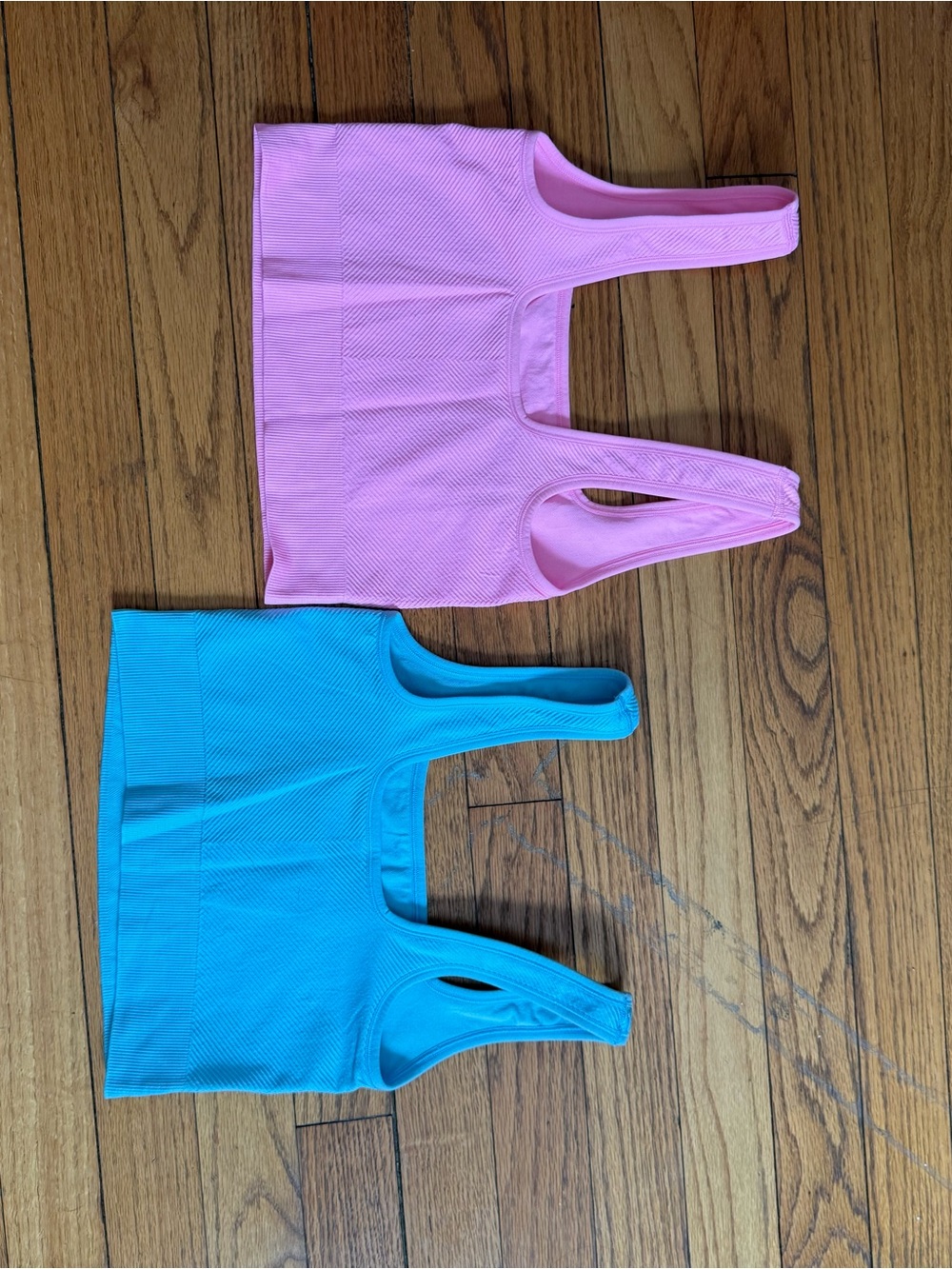 all in motion Aqua Blue and Hot Pink Seamless Crop Tank Top Duo - Picture 2 of 6